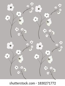 white flowwers in the grey background