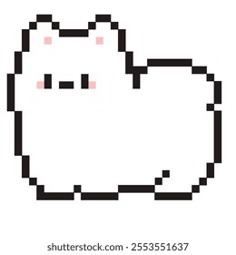 White fluffy cat vector pixel art