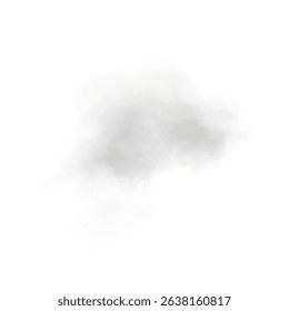 White Fluffy Cloud with Cutout Effect and Light Shadow for Sky Design, Weather UI or Dream Concept Art