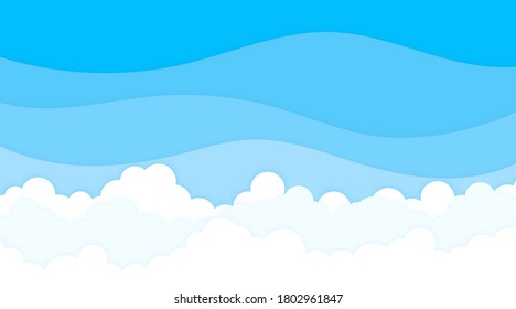 Nube blanca y esponjosa sobre el cielo azul cielo azul paisaje exterior concepto de papel vector fondo