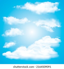 white fluffy clouds on a blue sky background vector commercial content