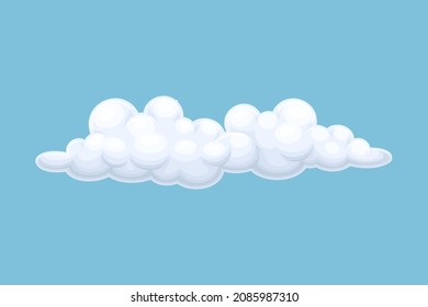 Nube blanca y esponjosa de cúmulo. Base de datos, red, elemento meteorológico cartografía ilustración vectorial