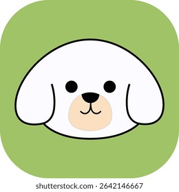 White fluffy dog face icon