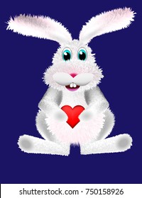 White fluffy hare illustration