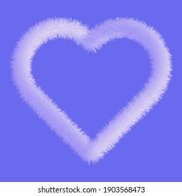 white fluffy heart on a lilac background greeting card for saint valenin's day, declaration of love