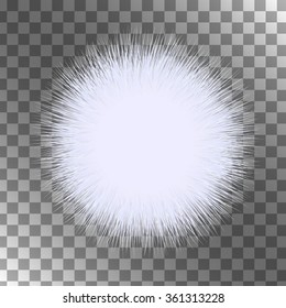 White fluffy vector isolated sphere. A piece of fur.