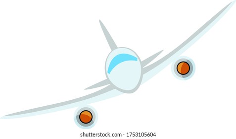 White flying aeroplane, illustration, vector on white background