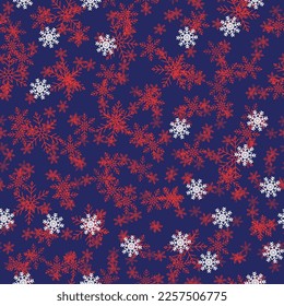 White Flying Frame Spot. Round Polka Background. Halftone Night Concept. Pattern Dark Design. Blue Abstract Art. Small Random Dot. Red Confetti Dot. Seamless Vintage Christmas. Vector Snow Color.