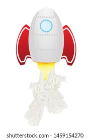 White flying rocket. vector illustration