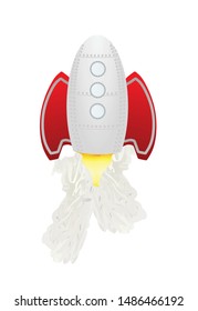 White flying rocket. vector illustration