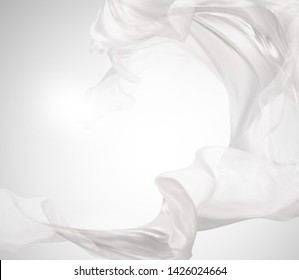 White flying satin texture in 3d illustration