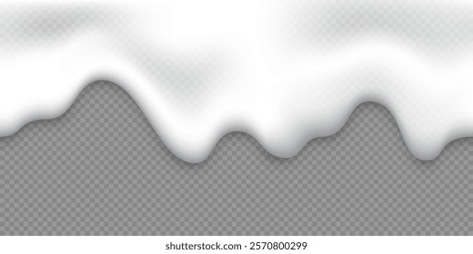 White foam background. Foam of beer or fizzy drink, suds of shampoo, detergent, cleaning gel. Vector realistic illustration isolated on transparent background.