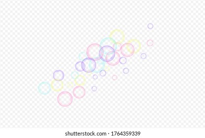 White Foam Liquid Transparent Background. Effect Soap Bubble Pattern. Blue Air 3d Circle Banner.