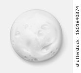 White foam texture from soap, shampoo or cleanser realistic vector illustration, top view. Shaving foam round spot, close-up. 