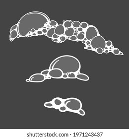 White foam in vector art, on gray background.