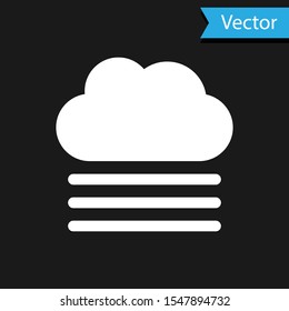 White Fog and cloud icon isolated on black background.  Vector Illustration