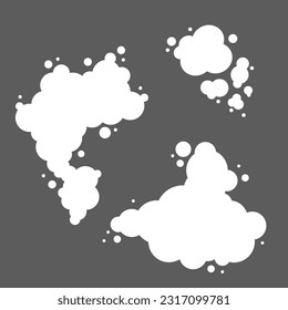 White fog or smoke cloud set. Smoking, smog, dust, smell 