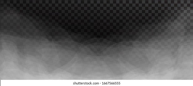 White fog or smoke isolated on dark transparent background