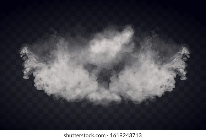 White fog or smoke on dark copy space background. Vector illustration