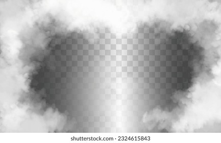 White fog or smoke on dark copy space background. Vector illustration