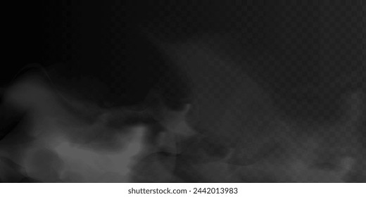 White fog or smoke on dark copy space background. Vector illustration