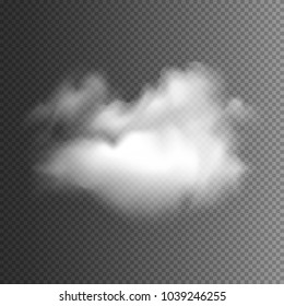 White fog texture isolated on transparent background. Steam special effect. Realistic vector fire smoke or mist	