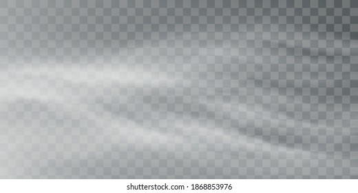White fog texture isolated on transparent background. Steam special effect. Realistic vector fire smoke or mist