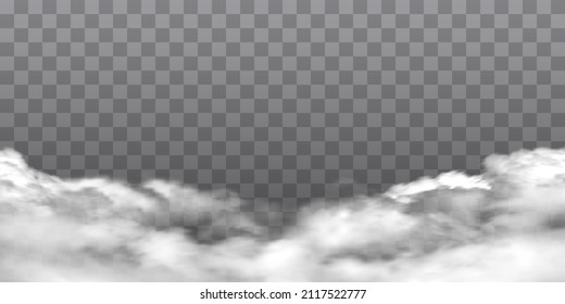 White Fog Texture Isolated On Transparent Background. Steam Special Effect. Realistic Vector Fire Smoke Or Mist PNG