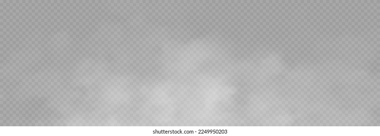 White fog texture isolated on transparent background. Steam special effect. Realistic vector fire smoke or mist. Stock royalty free vector illustration. PNG