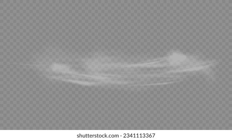 White fog texture isolated on transparent background. Steam special effect. Realistic vector fire smoke or mist. Stock royalty free vector illustration. PNG