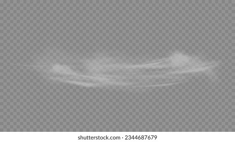 White fog texture isolated on transparent background. Steam special effect. Realistic vector fire smoke or mist. Stock royalty free vector illustration. PNG