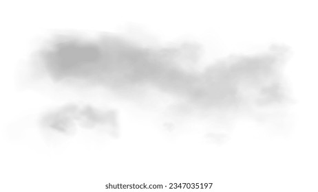 White fog texture isolated on transparent background. Steam special effect. Realistic vector fire smoke or mist. Stock royalty free vector illustration. PNG