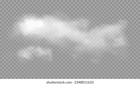 White fog texture isolated on transparent background. Steam special effect. Realistic vector fire smoke or mist. Stock royalty free vector illustration. PNG