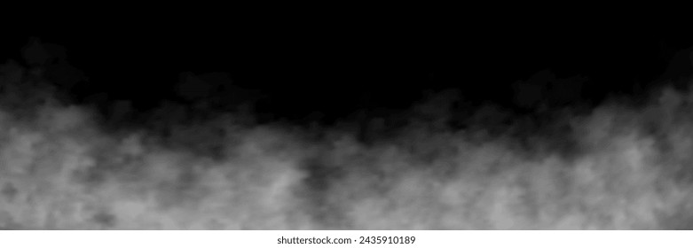 White fog texture isolated on transparent background. Steam special effect. Realistic vector fire smoke or mist. PNG