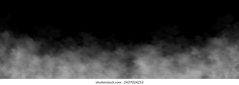 White fog texture isolated on transparent background. Steam special effect. Realistic vector fire smoke or mist. PNG