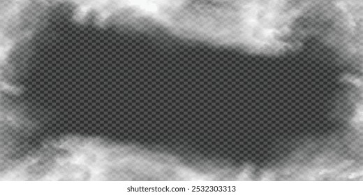 White fog texture isolated on transparent background. Steam texture illustration. Vector illustration