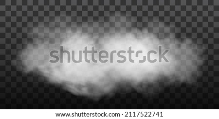 White fog texture isolated on transparent background. Steam special effect. Realistic vector fire smoke or mist PNG