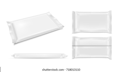 White foil food snack pack for chips, candy and other products.