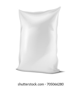White Foil Or Paper Food or Household Chemicals Bag Packaging. sachet Snack Pouch Food For Animals. Vector mock up for your design