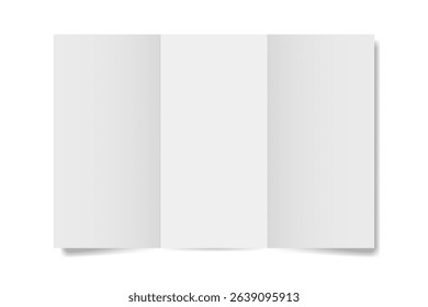 White folded brochure, three spreads or pages, vertical orientation. Tall pages. Open trifold. Letter mockup