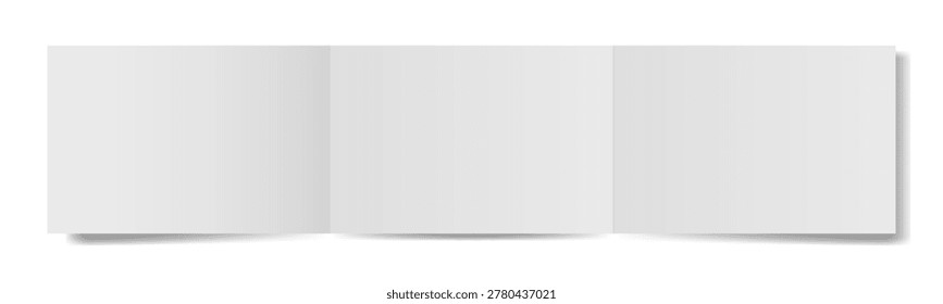 White folded brochure, three spreads or pages, landscape orientation. Open trifold. Letter mockup