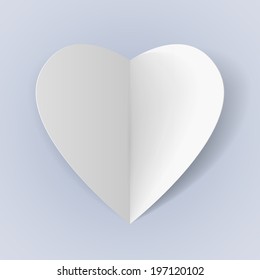 White folded paper heart for romantic design
