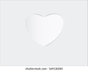 White folded paper hearts with shadow and love word, Valentines Day concept vector border.