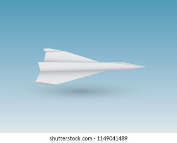 A white folded paper jet fighter plane using page vector illustration