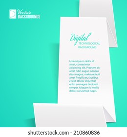 White folded paper over green background.