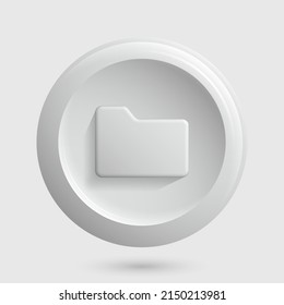  White Folder Icon. 3d File Manager Button. Vector illustration