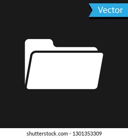White Folder icon isolated on black background. Vector Illustration
