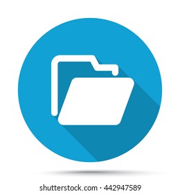White Folder icon on blue button isolated on white