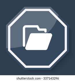 White Folder icon on plum blue web app button