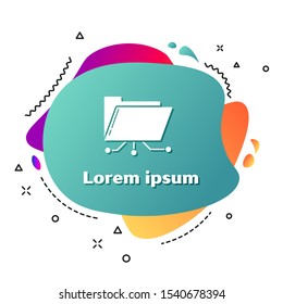White Folder and lock icon isolated on white background. Cyber defense. Security, safety, protection concept. Abstract banner with liquid shapes. Vector Illustration